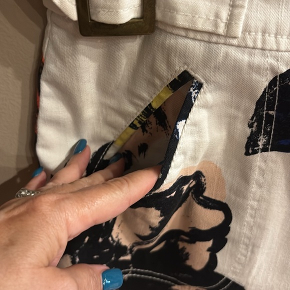 Anthropologie Maeve Rodney bold floral Print Women's Skirt adjustable buckles 0 - Picture 4 of 14